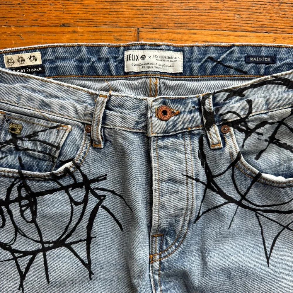 Scotch & Soda Felix the Cat Ralston Slim Fit Graphic Jeans Mens Light Blue 32x32